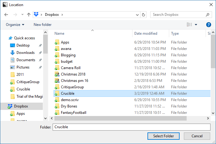 how to add dropbox to scrivener for pc